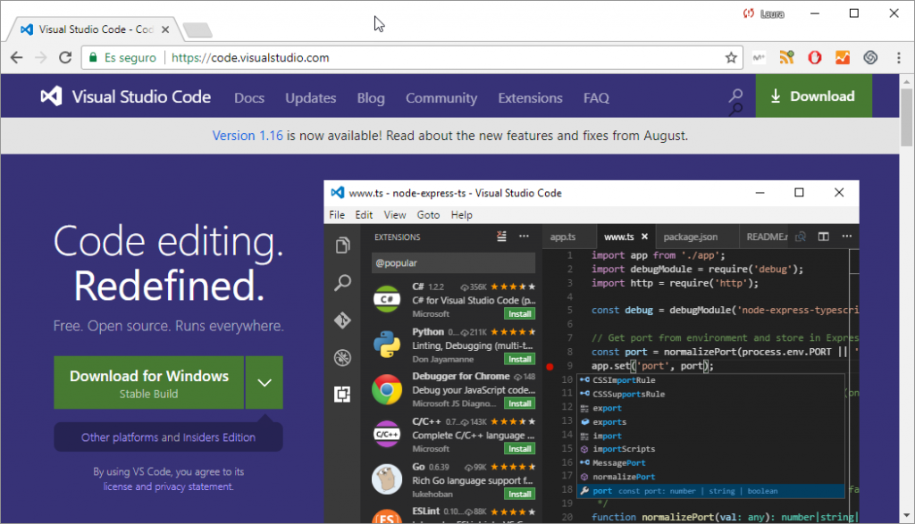 Visual Studio Code descargar